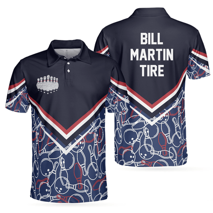 Bowling Men Polo Shirt - Bowling Seamless Pattern Men Polo Shirt, Bill Martin Tire Bowling Polo Shirt - Gift For Friend, Family, Bowling Lovers - Amzanimalsgift