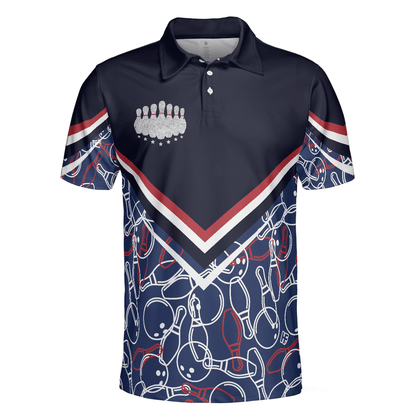 Bowling Men Polo Shirt - Bowling Seamless Pattern Men Polo Shirt, Bill Martin Tire Bowling Polo Shirt - Gift For Friend, Family, Bowling Lovers - Amzanimalsgift