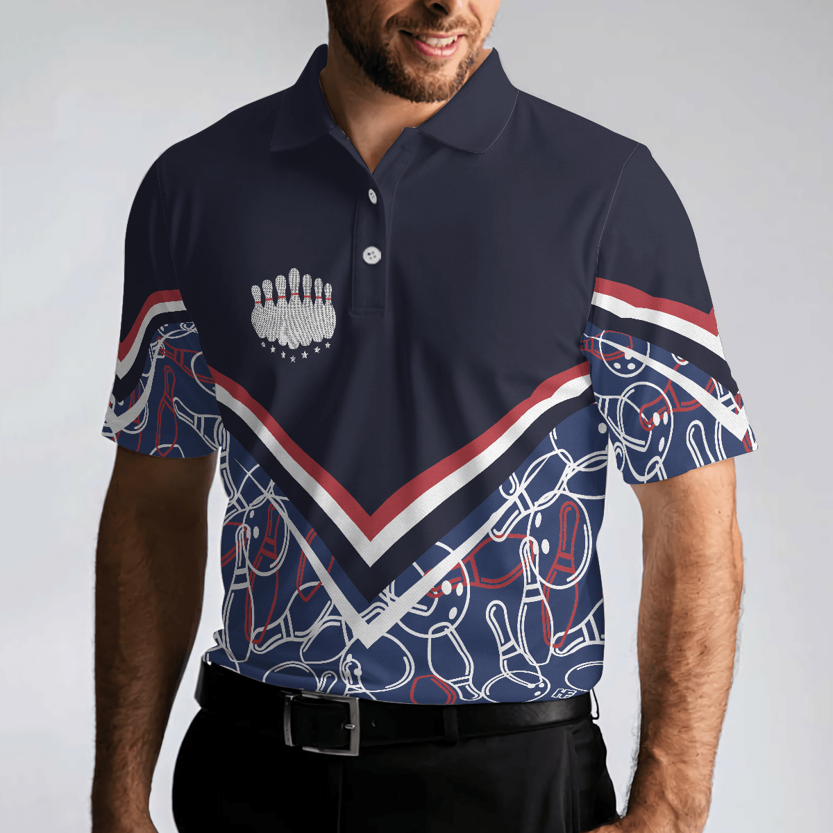 Bowling Men Polo Shirt - Bowling Seamless Pattern Men Polo Shirt, Bill Martin Tire Bowling Polo Shirt - Gift For Friend, Family, Bowling Lovers - Amzanimalsgift