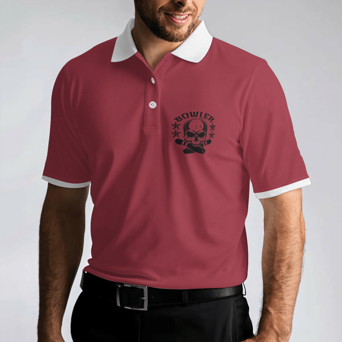 Bowling Men Polo Shirt - Bowling Skull Polo Shirt, American Flag Bowling Polo Shirt - Gift For Friend, Family, Bowling Lovers - Amzanimalsgift