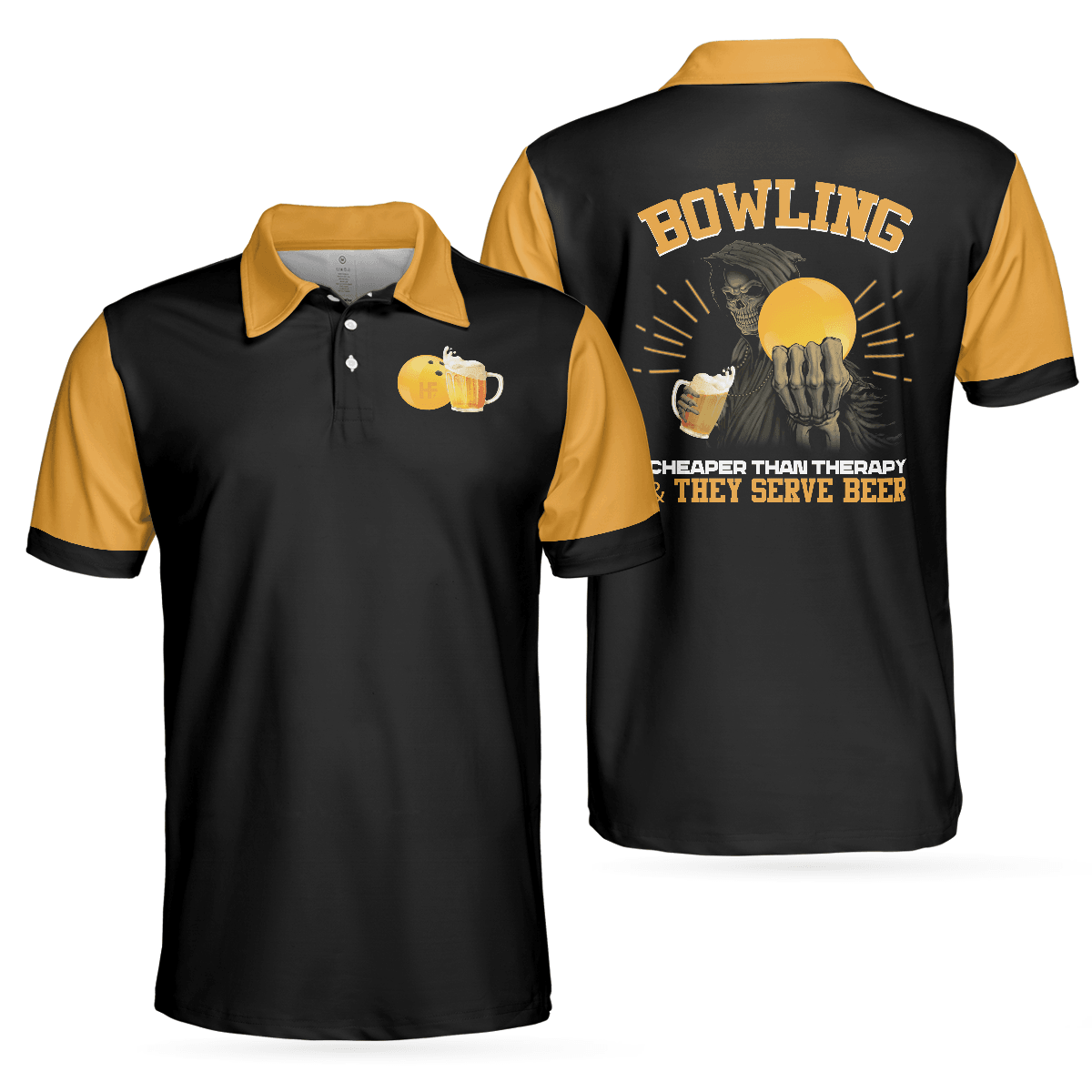 Bowling Men Polo Shirt - Bowling Therapy Polo Shirt, Funny Bowling Polo Shirt - Gift For Friend, Family, Bowling Lovers - Amzanimalsgift