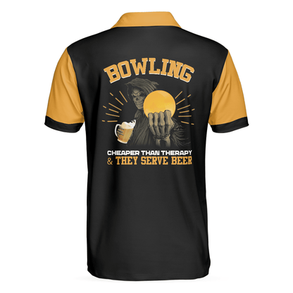 Bowling Men Polo Shirt - Bowling Therapy Polo Shirt, Funny Bowling Polo Shirt - Gift For Friend, Family, Bowling Lovers - Amzanimalsgift