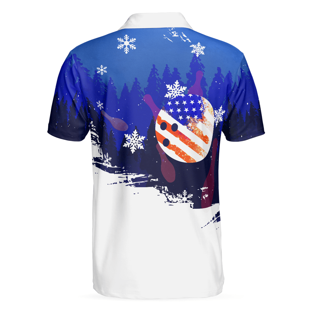 Bowling Men Polo Shirt - Christmas Bowling with Santa Pins Men Polo Shirts, American Flag Bowling Polo Shirt - Gift For Friend, Family, Bowling Lovers - Amzanimalsgift