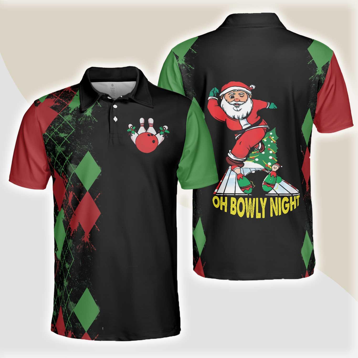 Bowling Men Polo Shirt - Christmas Themed, Best Christmas Gift Idea For Bowling Polo Shirt - Gift For Friend, Family, Bowling Lovers - Amzanimalsgift