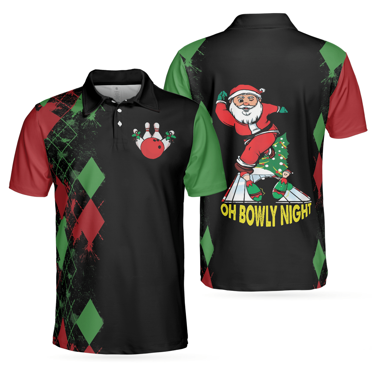 Bowling Men Polo Shirt - Christmas Themed, Best Christmas Gift Idea For Bowling Polo Shirt - Gift For Friend, Family, Bowling Lovers - Amzanimalsgift