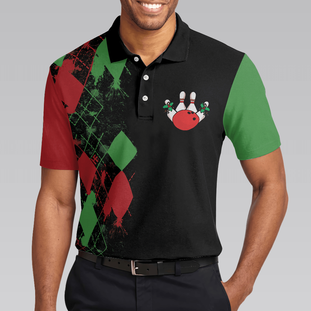Bowling Men Polo Shirt - Christmas Themed, Best Christmas Gift Idea For Bowling Polo Shirt - Gift For Friend, Family, Bowling Lovers - Amzanimalsgift