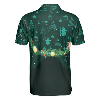 Bowling Men Polo Shirt - Christmas Wreath With Bowling Balls, Christmas Pattern Bowling Polo Shirt - Gift For Friend, Family, Bowling Lovers - Amzanimalsgift