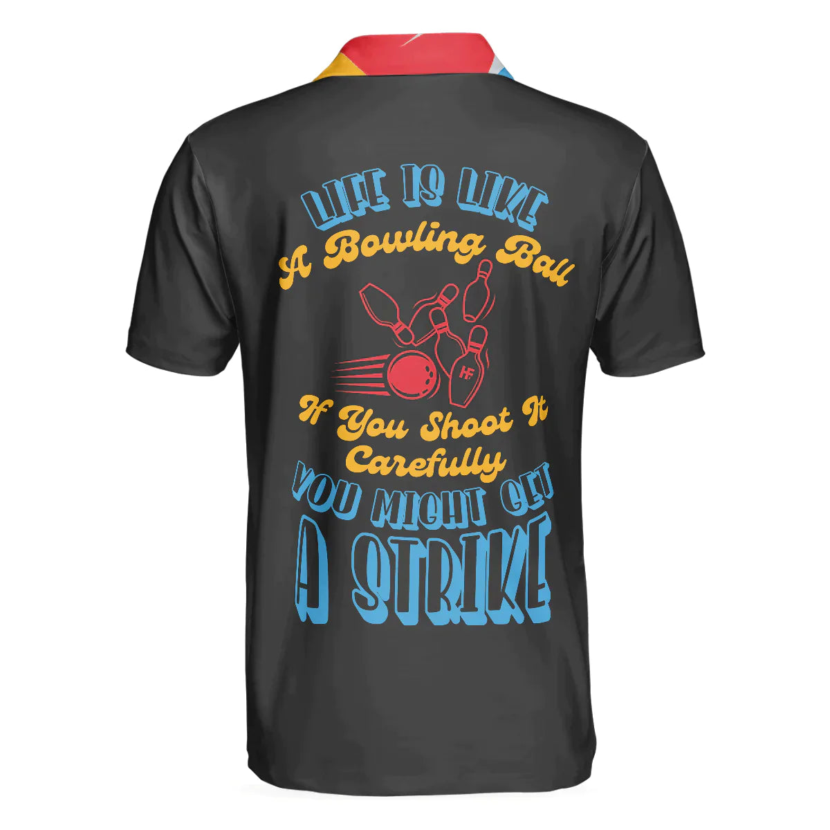 Bowling Men Polo Shirt - Colorful Tenpin Bowling Men Polo Shirt, Life Is Like A Bowling Polo Shirt - Gift For Friend, Family, Bowling Lovers - Amzanimalsgift