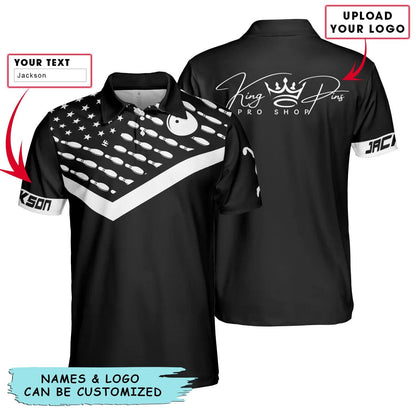 Bowling Men Polo Shirt Custom Name - American Flag Men Polo Shirt Personalized Bowling Polo Shirt - Gift For Friend, Family, Bowling Lovers - Amzanimalsgift