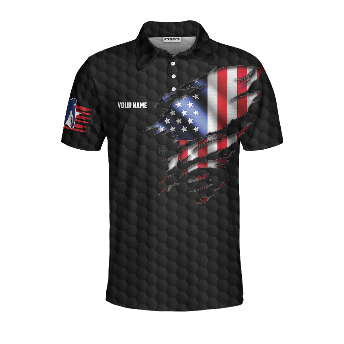 Bowling Men Polo Shirt Custom Name - Black American Flag Personalized Bowling Polo Shirt - Perfect Gift For Friend, Family, Bowling Lovers - Amzanimalsgift