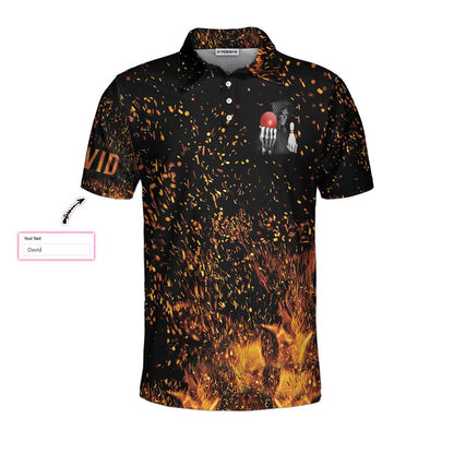 Bowling Men Polo Shirt Custom Name - Bowling Beast Flame Pattern Personalized Bowling Polo Shirt - Gift For Friend, Family, Bowling Lovers - Amzanimalsgift