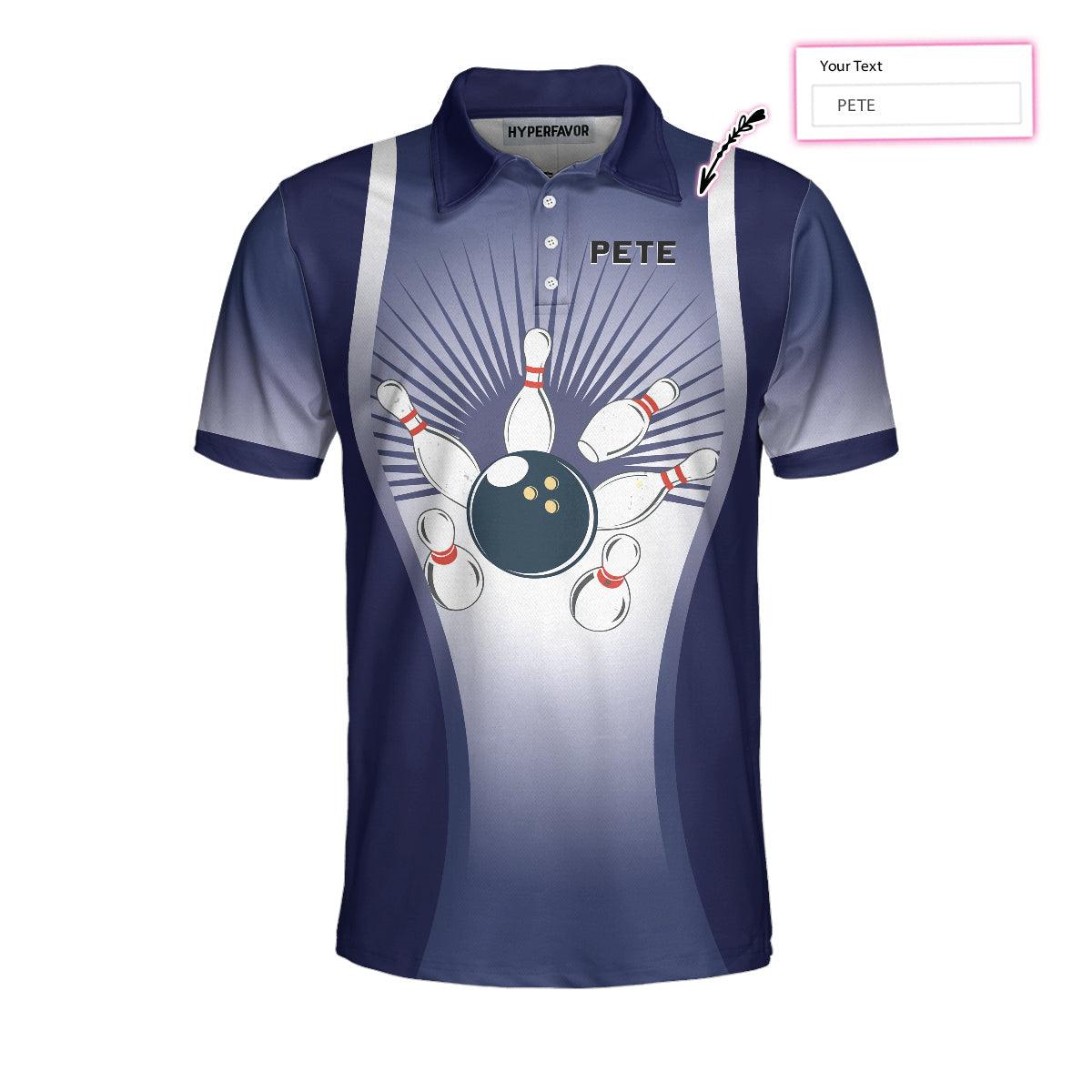 Bowling Men Polo Shirt Custom Name- Down In Front Bowling Personalized Bowling Polo Shirt - Gift For Friend, Family, Bowling Lovers - Amzanimalsgift