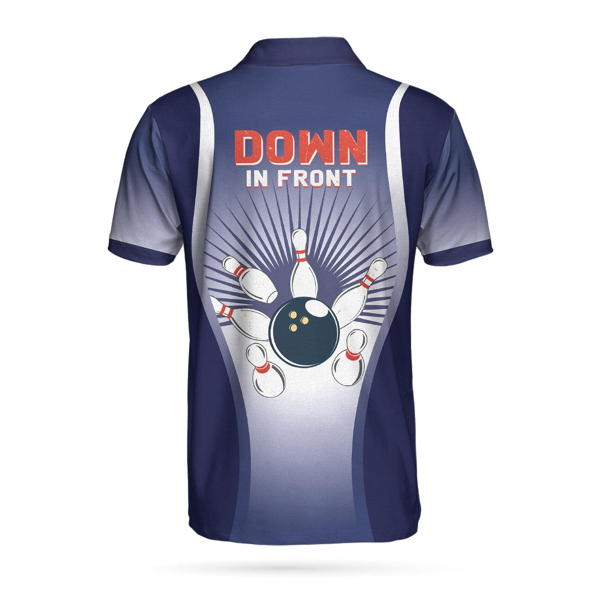 Bowling Men Polo Shirt Custom Name- Down In Front Bowling Personalized Bowling Polo Shirt - Gift For Friend, Family, Bowling Lovers - Amzanimalsgift