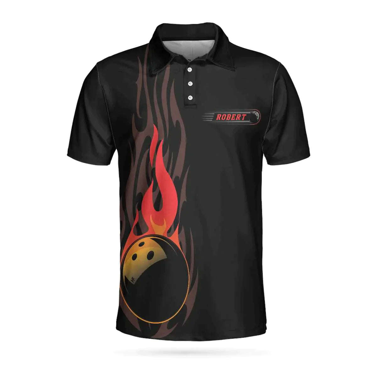 Bowling Men Polo Shirt Custom Name - Fire Bowling Keep Your Eyes On The Balls Bowling Personalized Bowling Polo Shirt - Gift For Friend, Family, Bowling Lovers - Amzanimalsgift