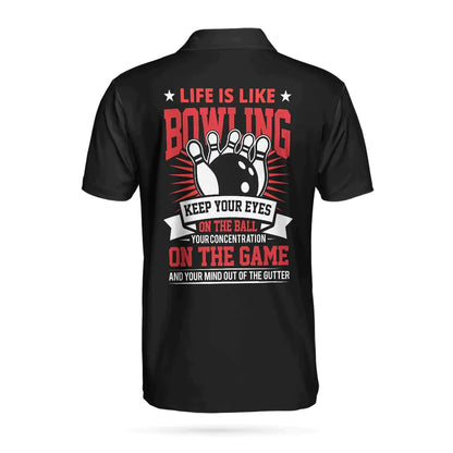 Bowling Men Polo Shirt Custom Name - Fire Bowling Keep Your Eyes On The Balls Bowling Personalized Bowling Polo Shirt - Gift For Friend, Family, Bowling Lovers - Amzanimalsgift