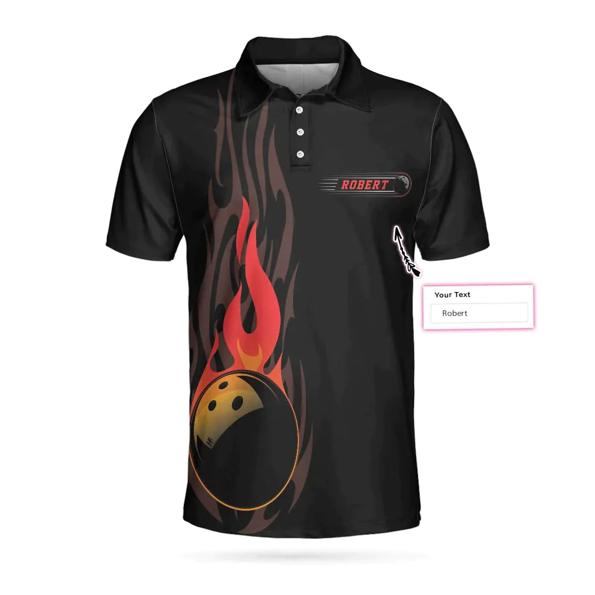 Bowling Men Polo Shirt Custom Name - Fire Bowling Keep Your Eyes On The Balls Bowling Personalized Bowling Polo Shirt - Gift For Friend, Family, Bowling Lovers - Amzanimalsgift