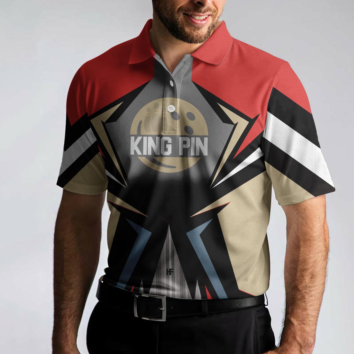 Bowling Men Polo Shirt Custom Name - King Pin Bowling Personalized Bowling Polo Shirt - Perfect Gift For Friend, Family, Bowling Lovers - Amzanimalsgift