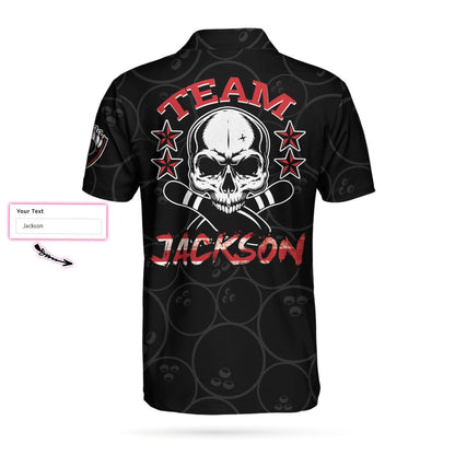 Bowling Men Polo Shirt Custom Name - Skull American Flag Personalized Bowling Polo Shirt - Gift For Friend, Family, Bowling Lovers - Amzanimalsgift