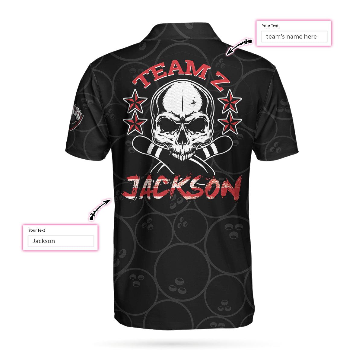 Bowling Men Polo Shirt Custom Name - Skull American Flag Personalized Bowling Polo Shirt - Gift For Friend, Family, Bowling Lovers - Amzanimalsgift