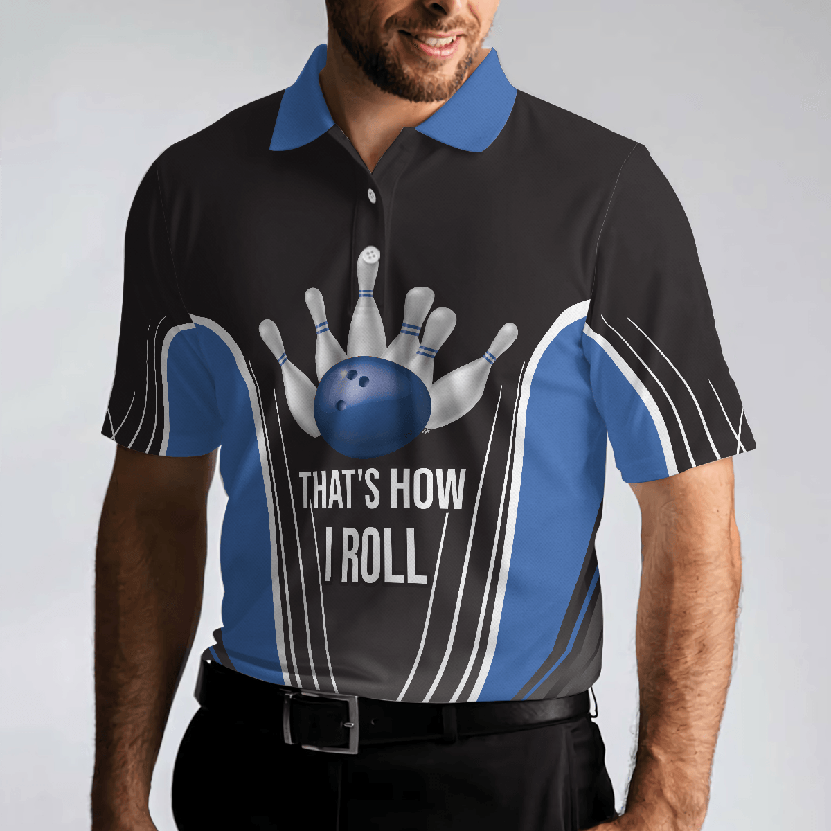Bowling Men Polo Shirt, Digital Bowling Alley Polo Shirt, Best Roll Bowling Shirt - Perfect Gift For Men, Bowling Lovers - Amzanimalsgift