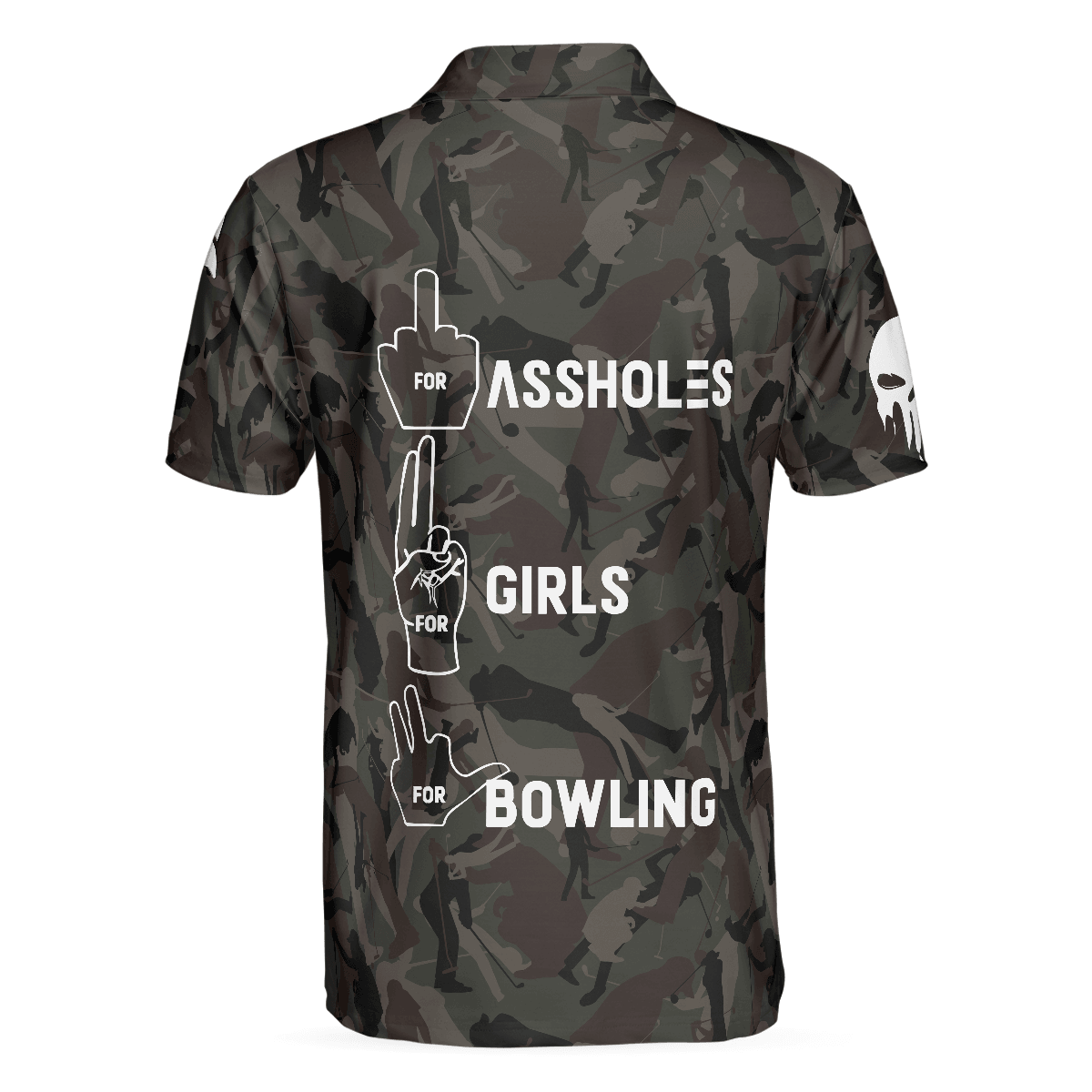 Bowling Men Polo Shirt - Hand Instruction American Flag Camouflage Bowling Polo Shirt - Gift For Friend, Family, Bowling Lovers - Amzanimalsgift
