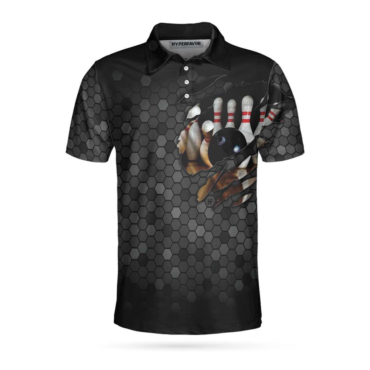 Bowling Men Polo Shirt - I Don't Give A Split Polo Shirt, Black Skull Bowling Polo Shirt - Gift For Friend, Family, Bowling Lovers - Amzanimalsgift