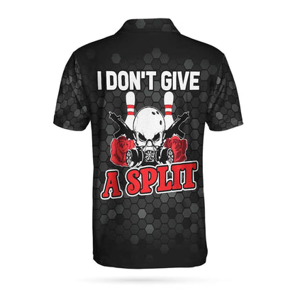 Bowling Men Polo Shirt - I Don't Give A Split Polo Shirt, Black Skull Bowling Polo Shirt - Gift For Friend, Family, Bowling Lovers - Amzanimalsgift