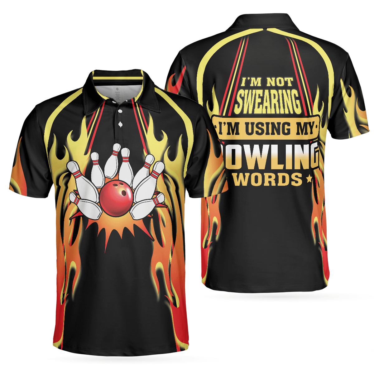 Bowling Men Polo Shirt - I'm Not Swearing I'm Using My Bowling Words Bowling Polo Shirt - Gift For Friend, Family, Bowling Lovers - Amzanimalsgift