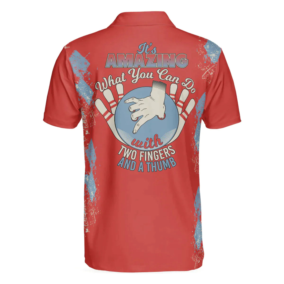 Bowling Men Polo Shirt - It's Amazing What You Can Do With Two Fingers & A Thumb Bowling Polo Shirt - Gift For Friend, Family, Bowling Lovers - Amzanimalsgift