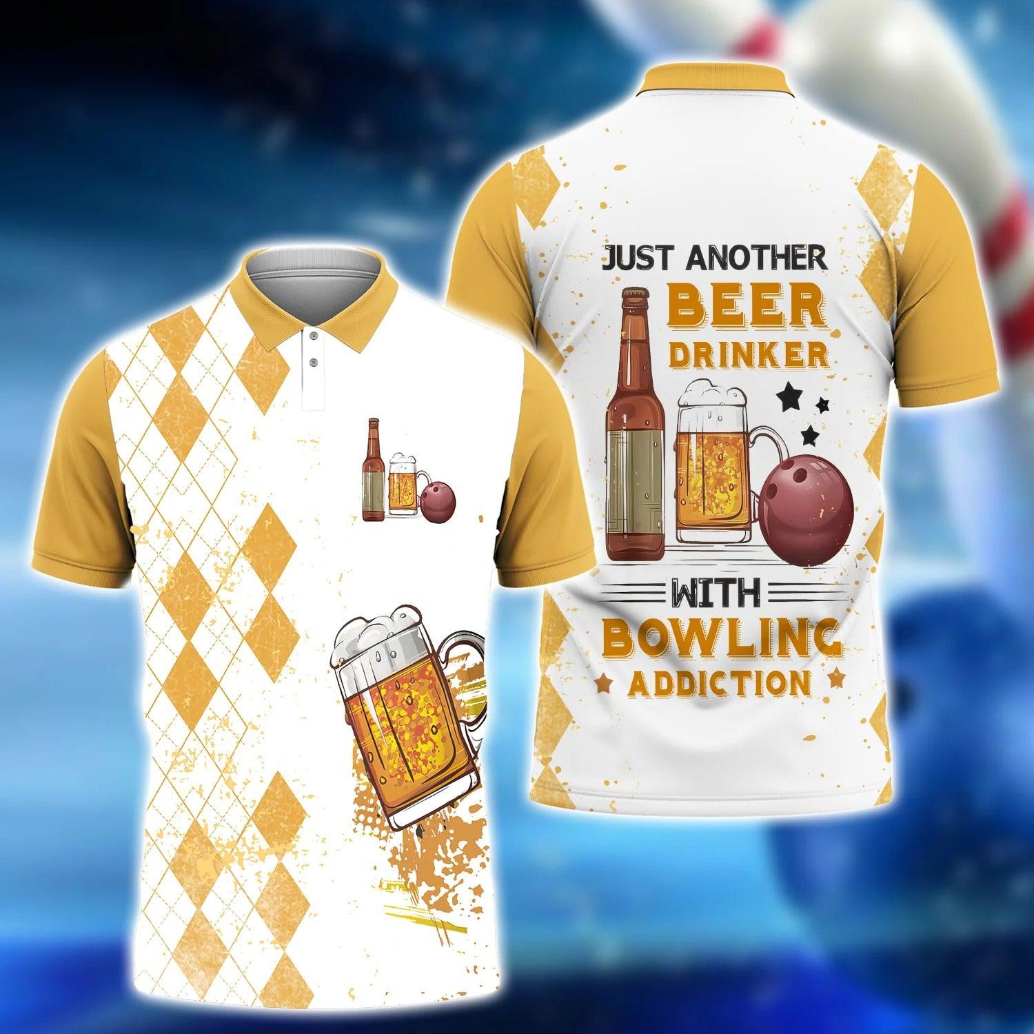 Bowling Men Polo Shirt - Just Another Beer Drinker with a Bowling Polo Shirt - Perfect Gift For Friend, Family - Amzanimalsgift