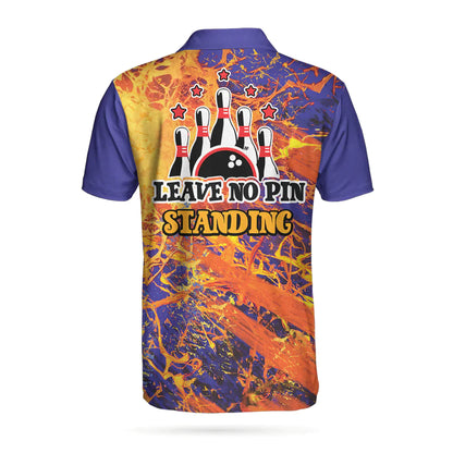 Bowling Men Polo Shirt - Leave No Pin Standing Bowling, Dynamic Sports Bowling Polo Shirt - Gift For Friend, Family, Bowling Lovers - Amzanimalsgift