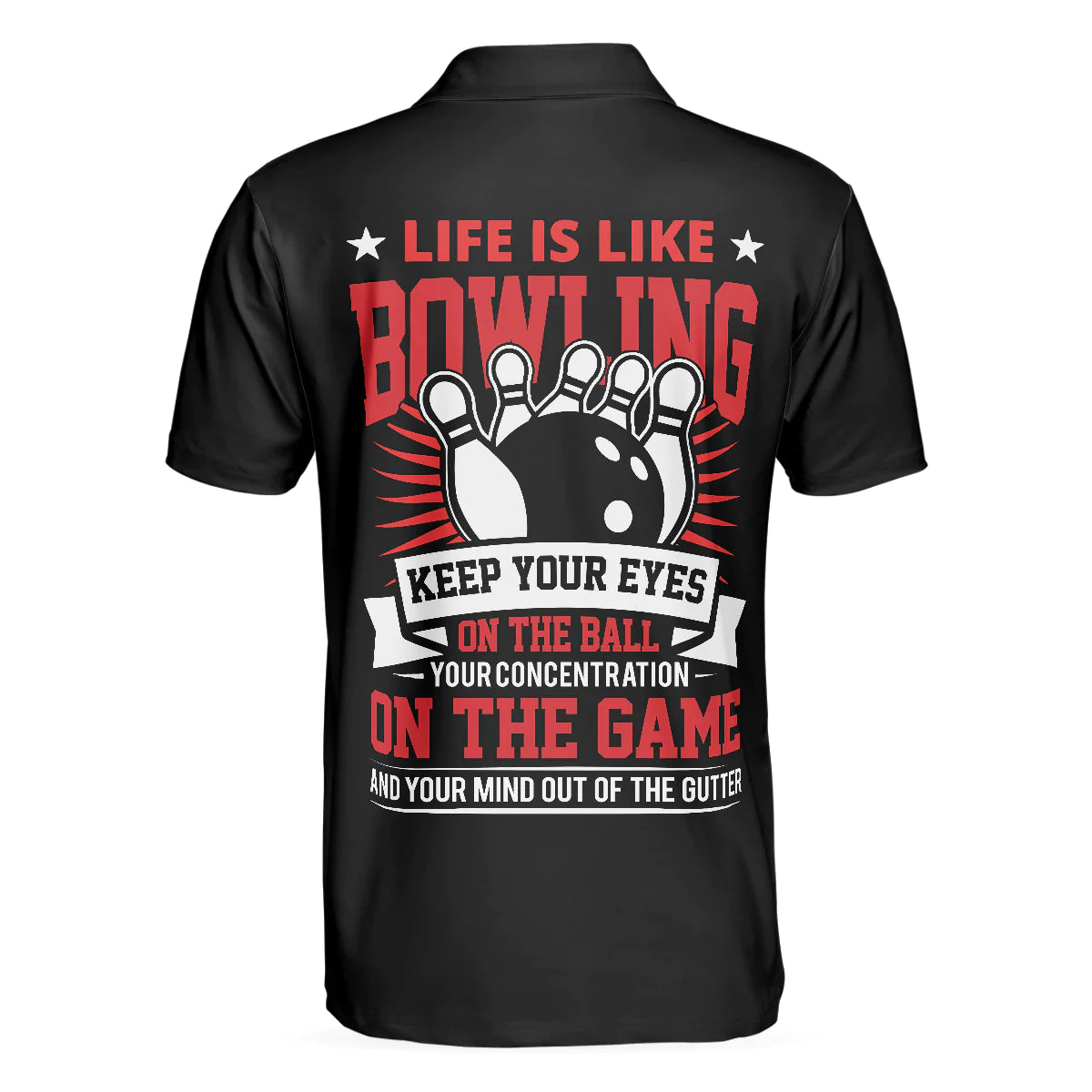 Bowling Men Polo Shirt - Life Is Like Bowling Keep Your Eyes On The Ball Bowling Polo Shirt, Black Flame Bowling Polo Shirt - Gift For Friend, Family, Bowling Lovers - Amzanimalsgift