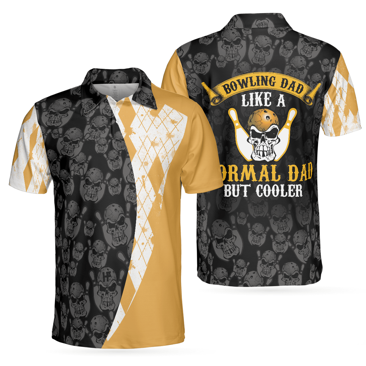 Bowling Men Polo Shirt - Like A Normal Dad But Cooler, Argyle Pattern Bowling Polo Shirt - Perfect Gift For Friend, Family, Bowling Lovers - Amzanimalsgift