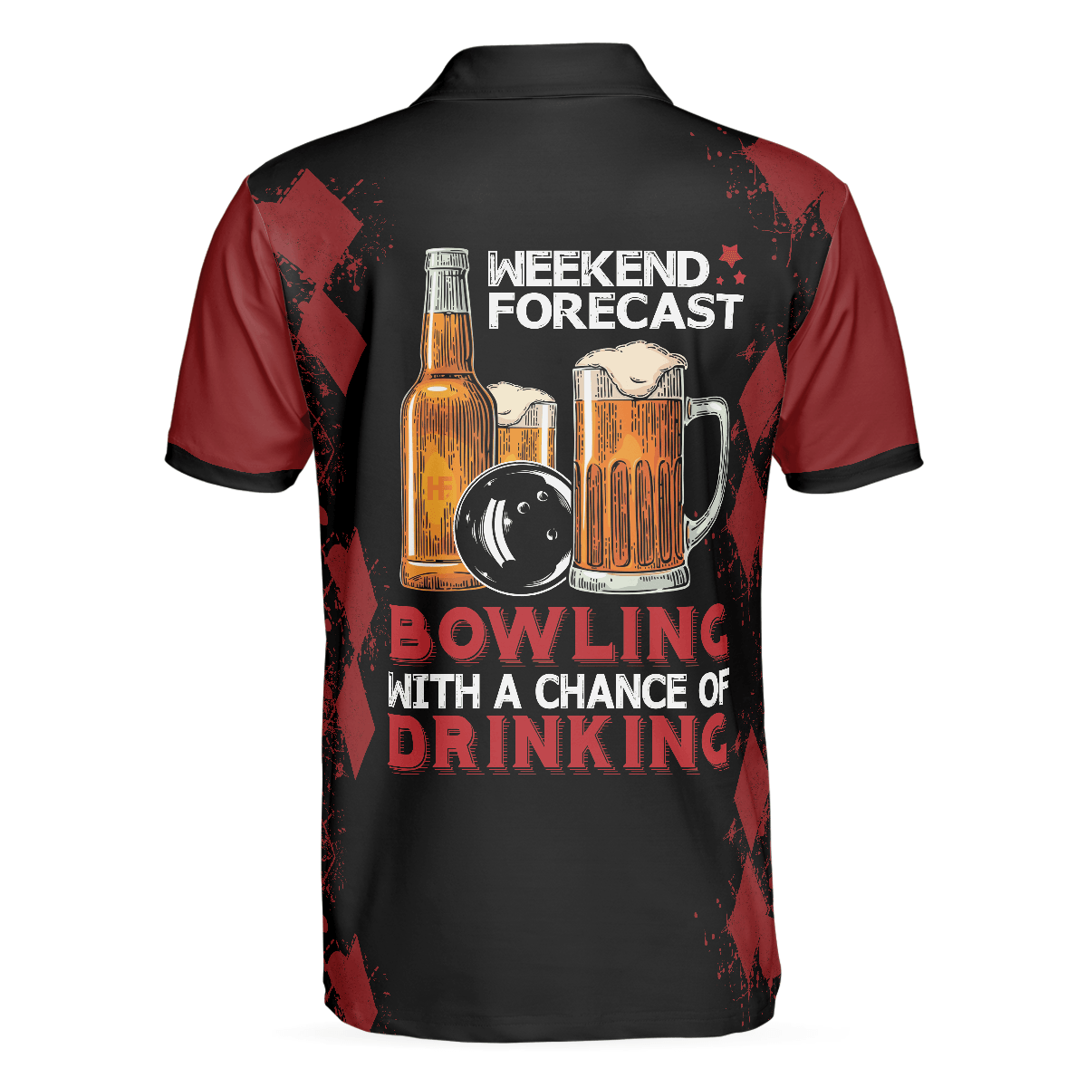 Bowling Men Polo Shirt - Red And Black Bowling Shirt For Men, Bowling Beer Bowling Polo Shirt - Gift For Friend, Family, Bowling Lovers - Amzanimalsgift