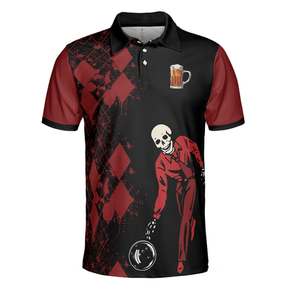 Bowling Men Polo Shirt - Red And Black Bowling Shirt For Men, Bowling Beer Bowling Polo Shirt - Gift For Friend, Family, Bowling Lovers - Amzanimalsgift
