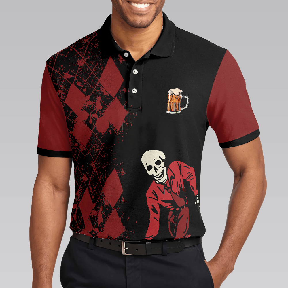 Bowling Men Polo Shirt - Red And Black Bowling Shirt For Men, Bowling Beer Bowling Polo Shirt - Gift For Friend, Family, Bowling Lovers - Amzanimalsgift