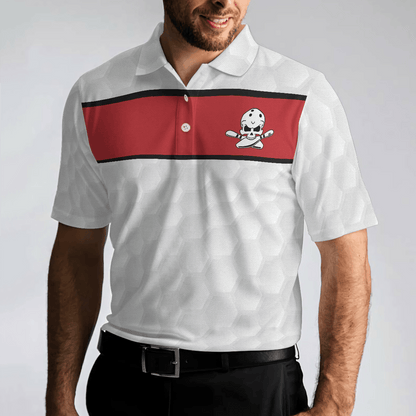 Bowling Men Polo Shirt - Red And White Skull Bowling Polo Shirt - Gift For Friend, Family, Bowling Lovers - Amzanimalsgift
