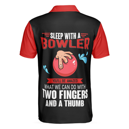 Bowling Men Polo Shirt - Sleep With Bowler Polo Shirt, Black And Red Bowling Polo Shirt - Gift For Friend, Family, Bowling Lovers - Amzanimalsgift
