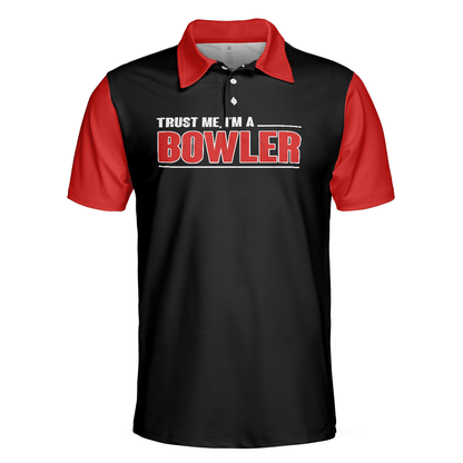 Bowling Men Polo Shirt - Sleep With Bowler Polo Shirt, Black And Red Bowling Polo Shirt - Gift For Friend, Family, Bowling Lovers - Amzanimalsgift