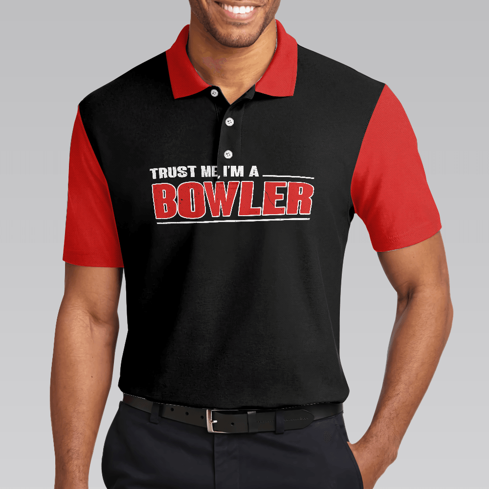 Bowling Men Polo Shirt - Sleep With Bowler Polo Shirt, Black And Red Bowling Polo Shirt - Gift For Friend, Family, Bowling Lovers - Amzanimalsgift