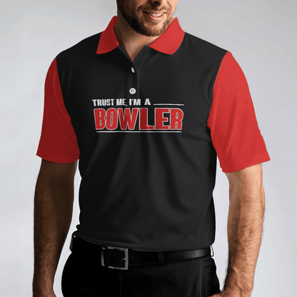 Bowling Men Polo Shirt - Sleep With Bowler Polo Shirt, Black And Red Bowling Polo Shirt - Gift For Friend, Family, Bowling Lovers - Amzanimalsgift