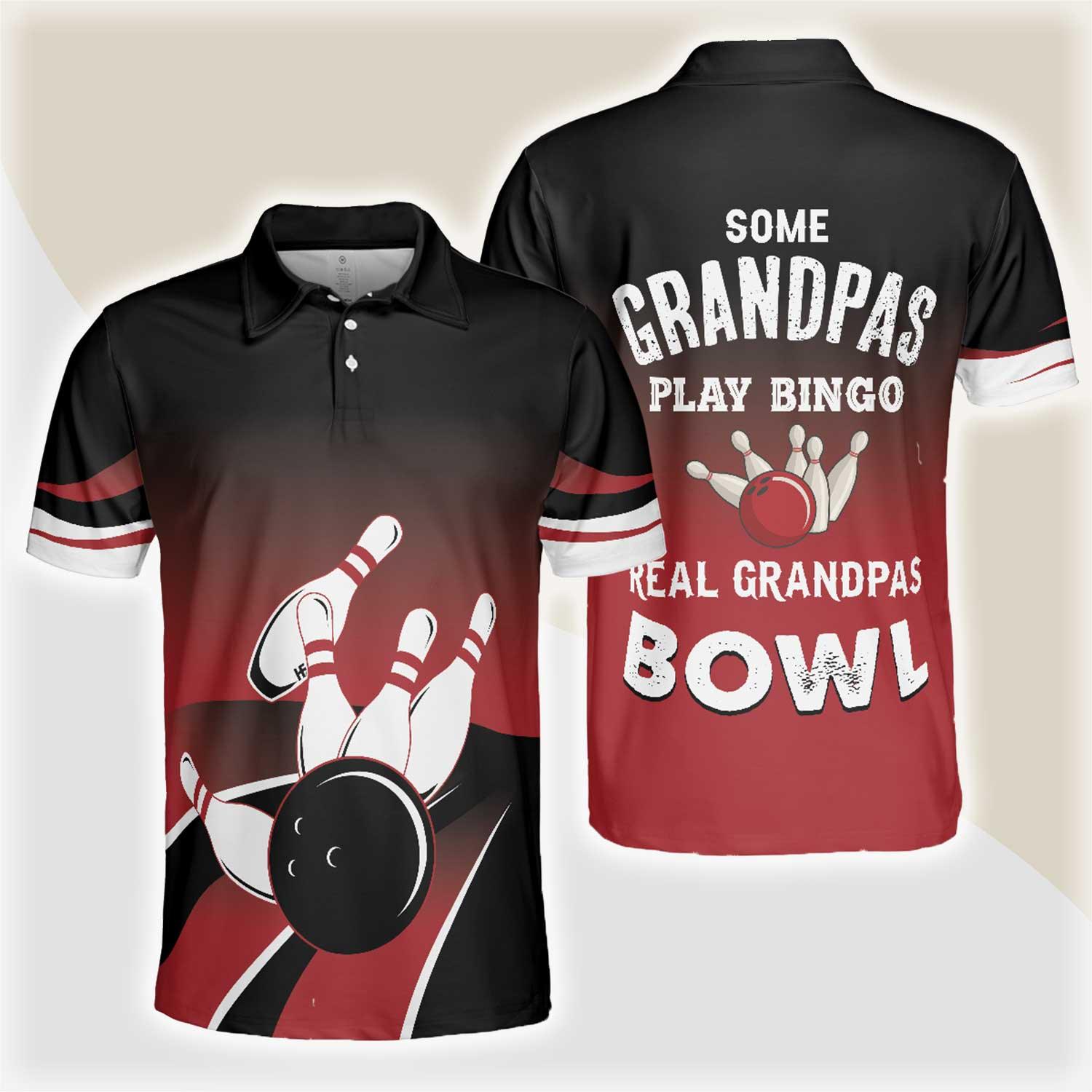 Bowling Men Polo Shirt - Some Grandpas Play Bingo Bowling Polo Shirt - Gift For Friend, Family, Bowling Lovers, Grandpa - Amzanimalsgift