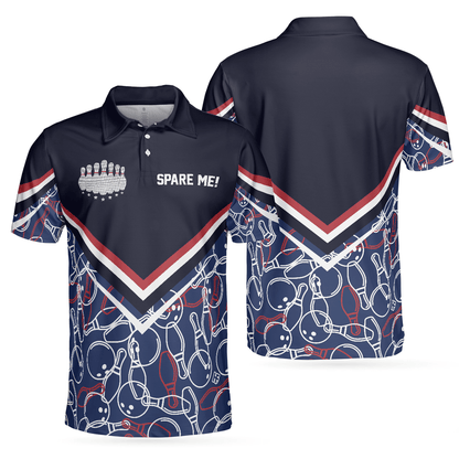 Bowling Men Polo Shirt - Spare Me Bowling, Bowling Ball And Pin Pattern Bowling Polo Shirt - Gift For Friend, Family, Bowling Lovers - Amzanimalsgift