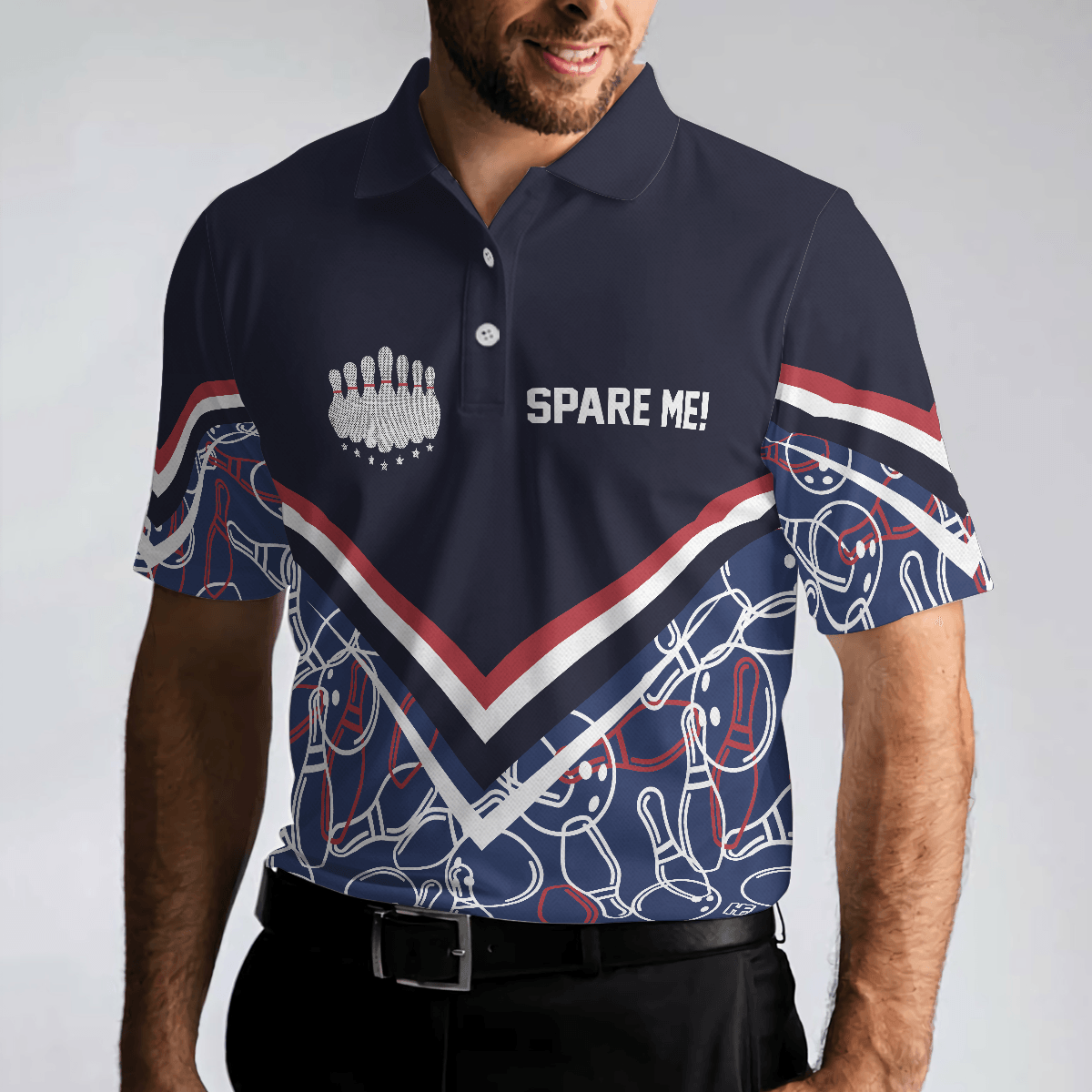 Bowling Men Polo Shirt - Spare Me Bowling, Bowling Ball And Pin Pattern Bowling Polo Shirt - Gift For Friend, Family, Bowling Lovers - Amzanimalsgift