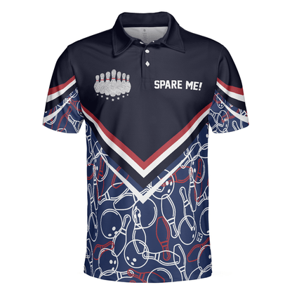Bowling Men Polo Shirt - Spare Me Bowling, Bowling Ball And Pin Pattern Bowling Polo Shirt - Gift For Friend, Family, Bowling Lovers - Amzanimalsgift
