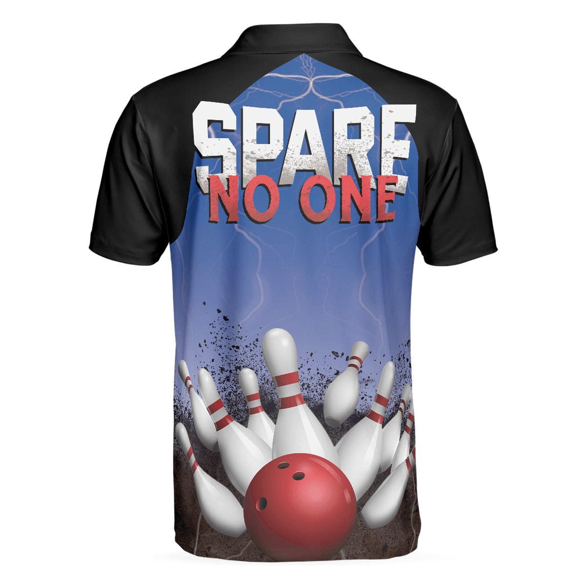 Bowling Men Polo Shirt - Spare No One Bowling Polo Shirt, Black And Blue Tenpin Bowling Polo Shirt For Men, Cool Bowling Polo Shirt - Gift For Friend, Family, Bowling Lovers - Amzanimalsgift