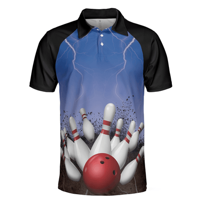 Bowling Men Polo Shirt - Spare No One Bowling Polo Shirt, Black And Blue Tenpin Bowling Polo Shirt For Men, Cool Bowling Polo Shirt - Gift For Friend, Family, Bowling Lovers - Amzanimalsgift
