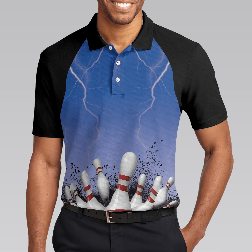 Bowling Men Polo Shirt - Spare No One Bowling Polo Shirt, Black And Blue Tenpin Bowling Polo Shirt For Men, Cool Bowling Polo Shirt - Gift For Friend, Family, Bowling Lovers - Amzanimalsgift