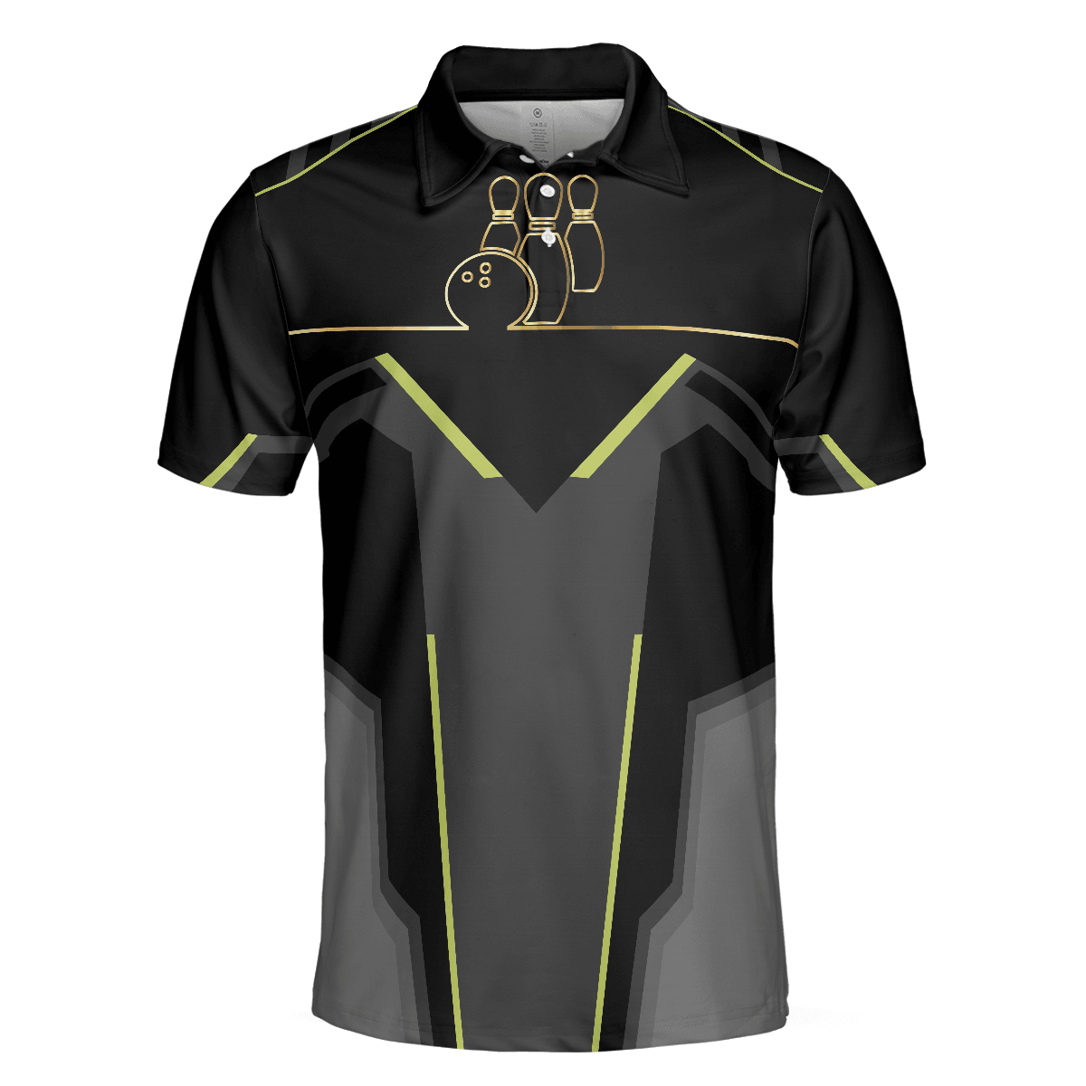 Bowling Men Polo Shirt - Strike Black And Golden Pattern Bowling Polo Shirt - Gift For Friend, Family, Bowling Lovers - Amzanimalsgift