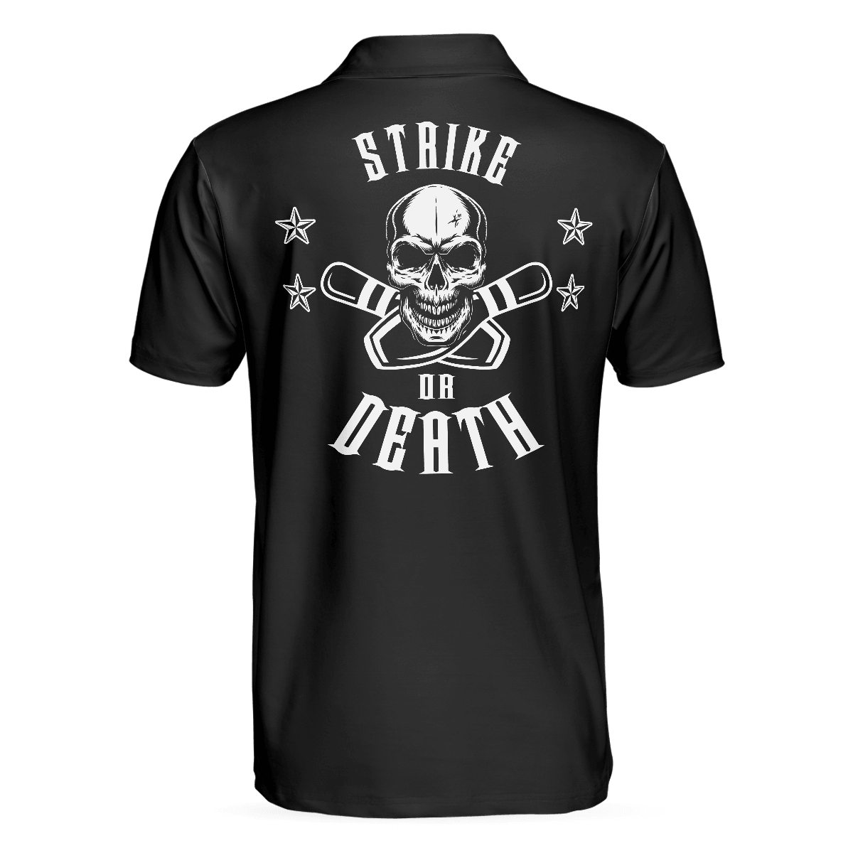 Bowling Men Polo Shirt - Strike Or Death Bowling Skull Polo Shirt, Black Skull Bowling Polo Shirt - Gift For Friend, Family, Bowling Lovers - Amzanimalsgift